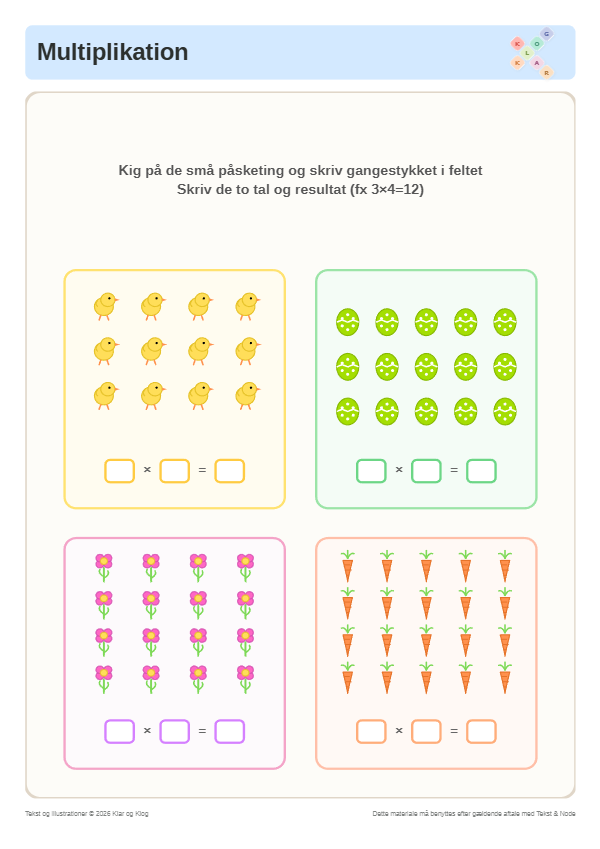 Preview of Påsketabeller