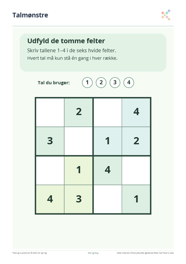 Preview of Sudoku med talmønstre