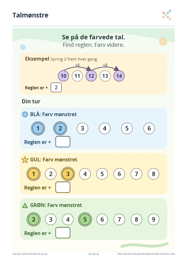 Preview of Farv talmønstrene