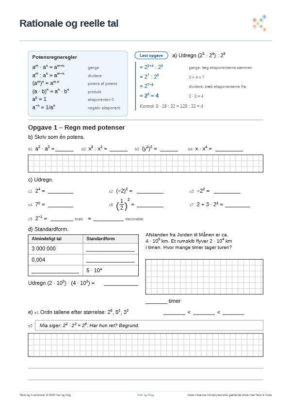 Preview of Potenser og potensregneregler