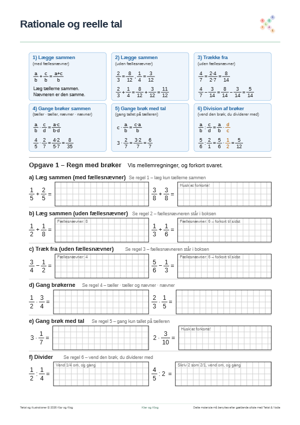 Preview of Regneregler for brøker